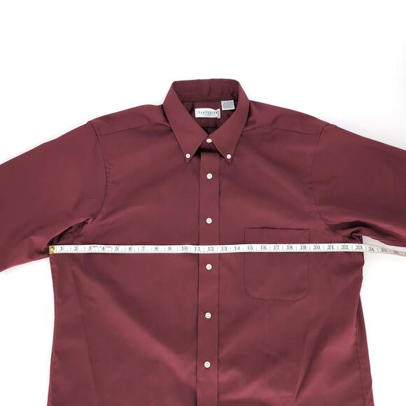 Van Heusen Mens Burgundy Maroon Red Button Down Short Sleeve Shirt - Size M -GUC - Picture 9 of 11